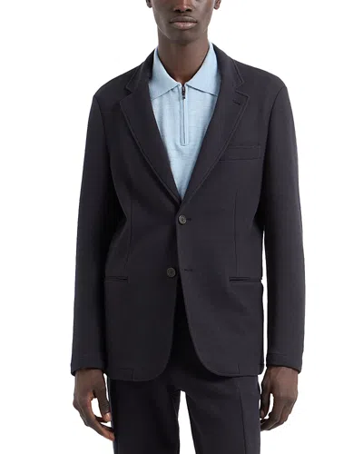 Emporio Armani Travel Essentials Textured Blazer Jacket In Navy Blue