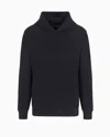 Emporio Armani Travel Essentials Waffle Jersey Hooded Sweatshirt In Navy Blue