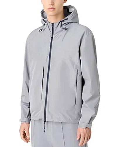 Emporio Armani Travel Essentials Water Repellent Hooded Double Zip Jacket In Gray