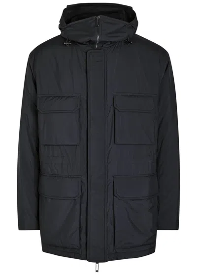 Emporio Armani Travel Hooded Nylon Jacket In Blue
