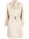Emporio Armani Belted Trench Coat In Brown