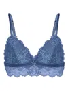Emporio Armani Triangular Lace Bra In Blue