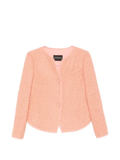 Emporio Armani Trim-detail Tweed Jacket In Pink