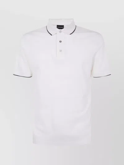 Emporio Armani Trimmed Collar Polo Shirt In White