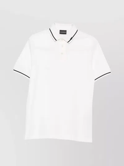 Emporio Armani Trimmed Cotton Polo Shirt In Gray