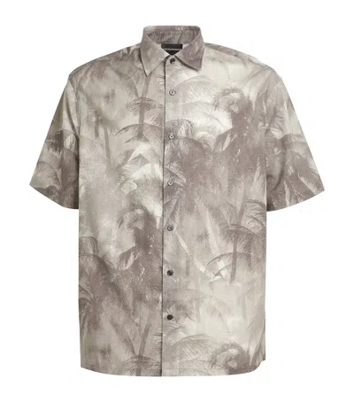 Emporio Armani Tropical Print Shirt In Gray