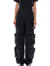 EMPORIO ARMANI CAPSULE BLACK BLUE ASV MULTI-POCKET CARGO TROUSERS