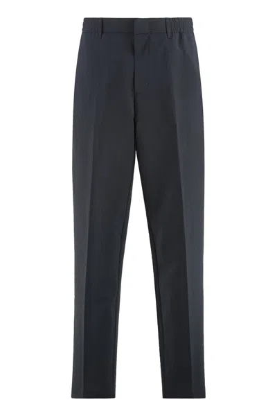 Emporio Armani Cotton Blend Trousers In Blue