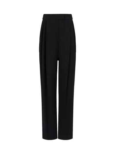 Emporio Armani Darted Trousers In Barathea Wool In Black