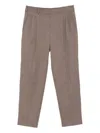 Emporio Armani Straight Trousers With Pleated Front And Pockets In Brown
