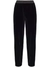 Emporio Armani Velvet Loose Fit Trousers In Black