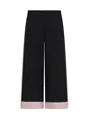 Emporio Armani Cropped Trousers With Folded Over Cuffs In Pink Satin In Black