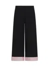 Emporio Armani Cropped Trousers With Folded Over Cuffs In Pink Satin In Black