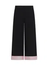 Emporio Armani Cropped Trousers With Folded Over Cuffs In Pink Satin In Black