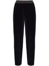 Emporio Armani Velvet Loose Fit Trousers In Black