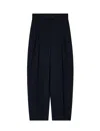 Emporio Armani Envers Satin Trousers With Pleats And Belt In Blue