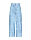 Emporio Armani All-over Jacquard Very High-waisted Trousers In Blue