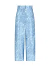 Emporio Armani All-over Jacquard Very High-waisted Trousers In Blue