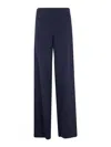 Emporio Armani Palazzo Trousers In Fluid Armure Fabric In Blue