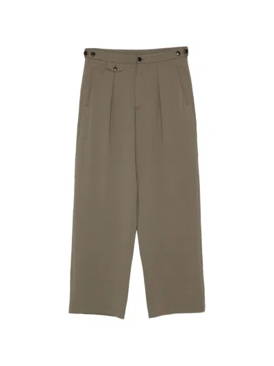 Emporio Armani Adjustable-tab Wide-leg Trousers In Green