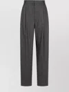 Emporio Armani Icon Wool Flannel Trousers With Pleats In Gray