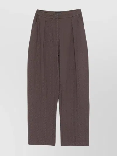 Emporio Armani Trousers Cotton Blend Pleated Front In Brown
