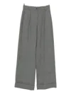 Emporio Armani Tailored Wide Leg Trousers With Cuffed Hem In Gray