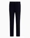 Emporio Armani Trousers In A 3d-effect Jersey-wool Blend Stretch Knit In Blue