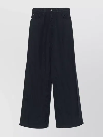 Emporio Armani Wide-leg Linen Trousers In Blue
