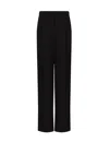 Emporio Armani Sablé Stretch Fabric Trousers With Pleats In Nero-black