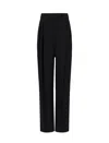 Emporio Armani Sablé Stretch Fabric Trousers With Pleats In Nero-black