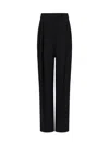 Emporio Armani Sablé Stretch Fabric Trousers With Pleats In Nero-black