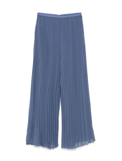 Emporio Armani Plissé Trousers In Powdery Blue
