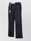 Emporio Armani Wide-leg Relaxed-fit Trousers With Adjustable Drawstring In Blue
