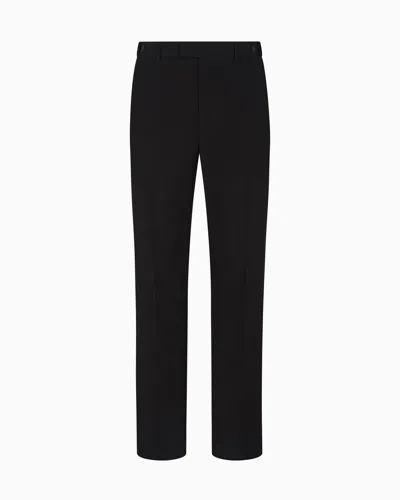 Emporio Armani Trousers With A Pleat In Virgin Wool With A Technical Finish In Black