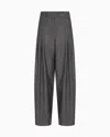 Emporio Armani Wool Checked Trousers In Gray