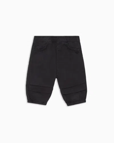 Emporio Armani Kids' Trousers With Elasticated Waist And Cuffs In Navy Blue