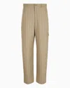 Emporio Armani Official Store Trousers With Monochromatic Stripes In A Peach-feel Viscose-blend In Beige