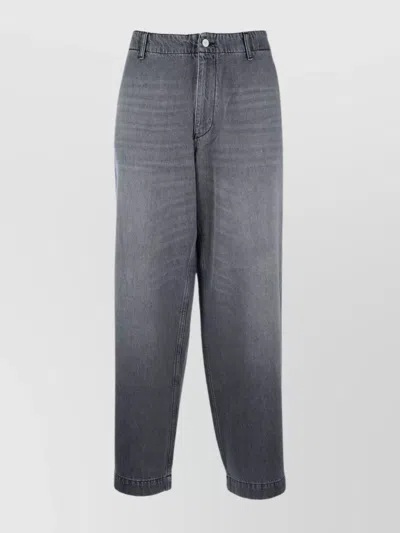 Emporio Armani Trousers With Printed Design And Back Pockets In Grey