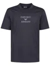 Emporio Armani Logo Cotton T-shirt In Blue