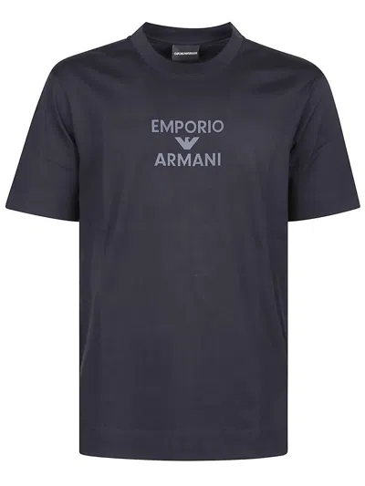 Emporio Armani Logo Cotton T-shirt In Blue