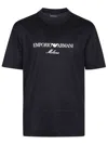 Emporio Armani Embroidered Logo T-shirt In Black
