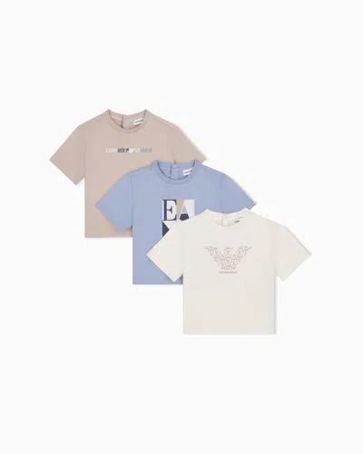 Emporio Armani Kids' T-shirt Set With Regular Fit For Running In Cotton Jersey In Multi