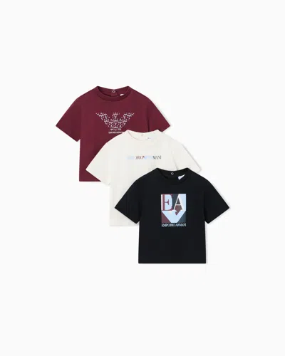 Emporio Armani Kids' T-shirt Set With Regular Fit For Running In Cotton Jersey In Multi