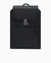 Emporio Armani Tumbled-leather Backpack With Flap And Laptop Compartment In Black