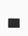 Emporio Armani Official Store Tumbled-leather Bi-fold Wallet With Outer Pocket In Black Logo