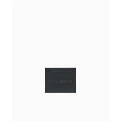 Emporio Armani Tumbled Leather Card Holder In Black