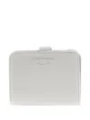 Emporio Armani Tumbled Leather Logo-embossed Wallet In White