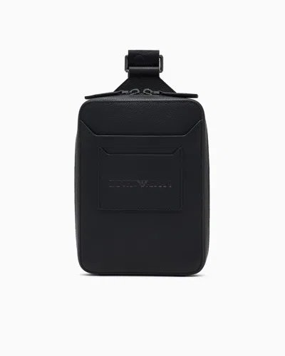 Emporio Armani Tumbled-leather, One-shoulder Mini Backpack In Black