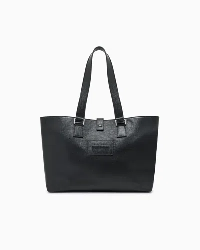 Emporio Armani Tumbled Leather Shopper Bag In Black